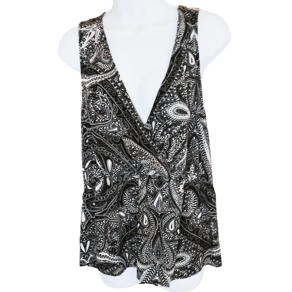 LOFT BLOUSE TOP SLEEVELESS PAISLEY DESIGN